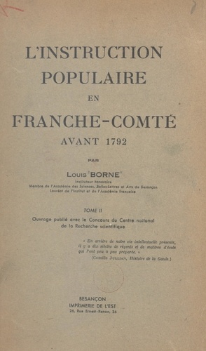 L'instruction populaire en Franche-Comté avant 1792 (2)