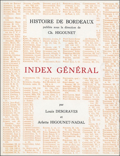 Louis Desgraves - Index général - Des noms de personnes et de lieux et des matières.