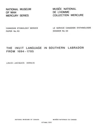 Inuit language in southern Labrador from 1694-1785 / La langue inuit au Sud du Labrador de 1964 à 1785