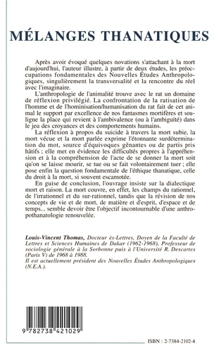 Mélanges thanatiques. Deux essais pour une anthropologie de la transversalité