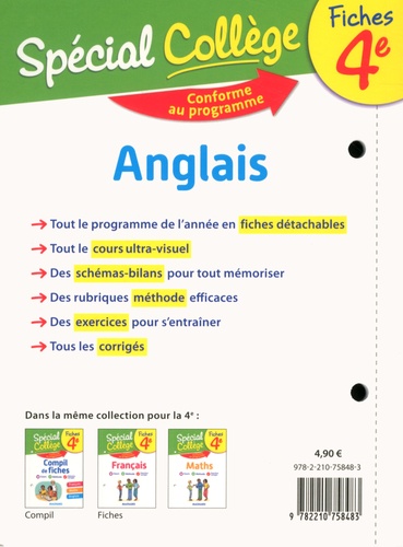 Fiches Anglais 4e Spécial Collège  Edition 2019