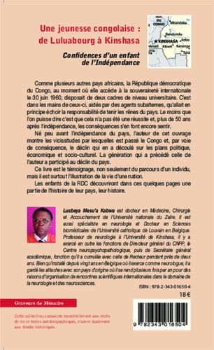 Une jeunesse congolaise : de Luluabourg à Kinshasa. Confidences d'un enfant de l'Indépendance