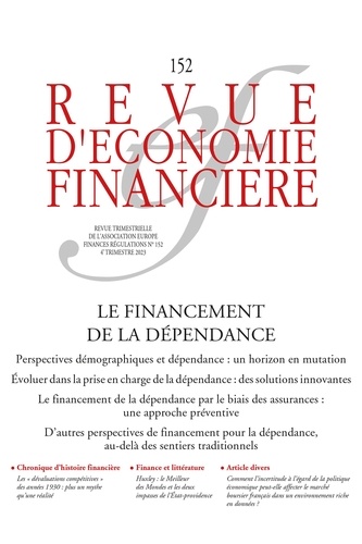 Revue d'économie financière N° 152, 4e trimestre 2023 Le financement de la dépendance