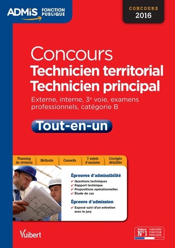 Concours technicien territorial, technicien principal, catégorie B. Tout-en-un, concours 2015-2016