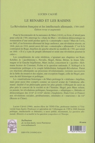 Le renard et les raisins. La Révolution française et les intellectuels allemands (1789-1845)  édition revue et augmentée