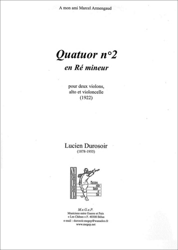 Lucien Durosoir - Quatuor n° 2 - en ré mineur.
