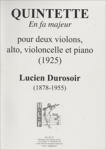 Lucien Durosoir - Quintette en fa majeur pour cordes et piano.