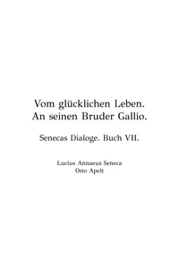 Vom Glücklichen Leben
