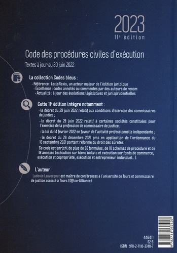 Code des procédures civiles d'exécution  Edition 2023