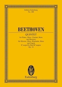 Ludwig van Beethoven - Eulenburg Miniature Scores  : Quintet Mib majeur - op. 16. piano, oboe, clarinet, horn and bassoon. Partition d'étude..