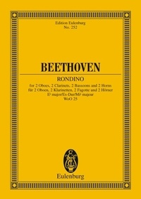 Ludwig van Beethoven - Eulenburg Miniature Scores  : Rondino Mib majeur - op. posth.. WoO 25. 2 oboes, 2 clarinets, 2 bassoons and 2 horns. Partition d'étude..