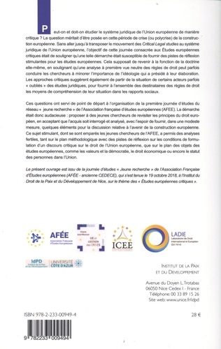 Etudes européennes critiques. Actes de la première Journée Jeune recherche de l'AFEE, Nice, 19 octobre 2018
