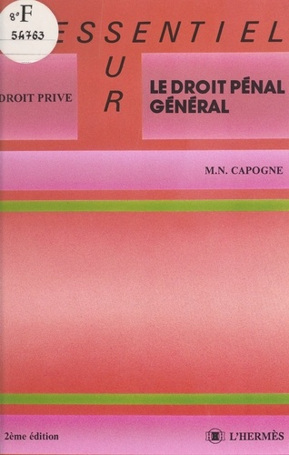 DROIT PENAL GENERAL. 2ème édition