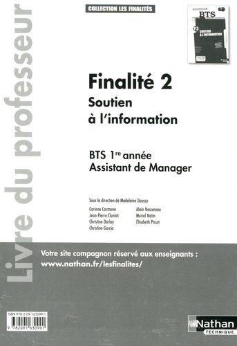 Madeleine Doussy - Finalité 2 Soutien à l'information BTS 1re année Assistant de Manager - Livre du professeur.