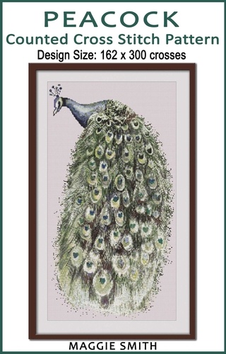  Maggie Smith - Peacock Counted Cross Stitch Pattern.