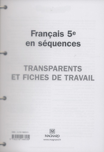  Magnard - Français 5e en séquences - Transparents et fiches de travail.