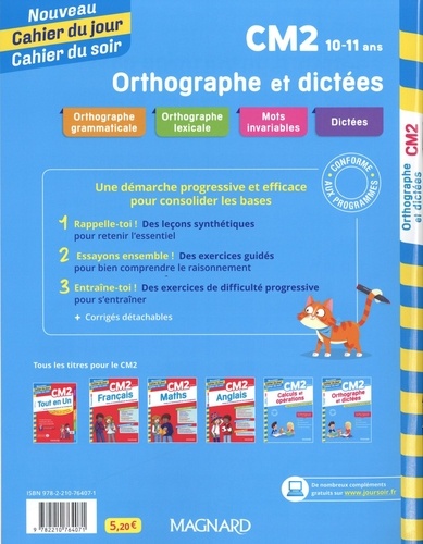 Cahier du jour/Cahier du soir Orthographe et dictées CM2  Edition 2020