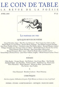 Gérard Bocholier et Max Pons - Le coin de table N° 22, avril 2005 : Le partage du feu.