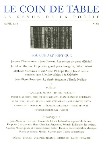 Jacques Charpentreau - Le coin de table N° 58, Avril 2014 : Pour un art poétique.