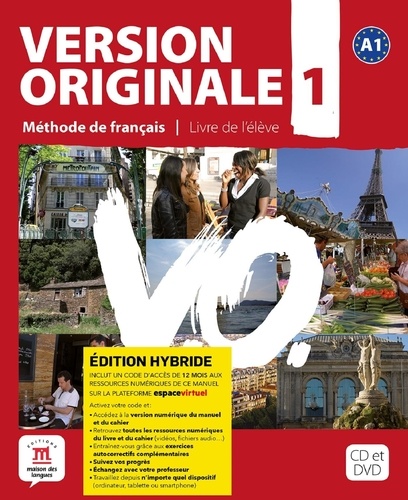  Maison des langues - Version originale 1 A1 - Livre de l'élève. Edition hybride. 1 DVD + 1 CD audio
