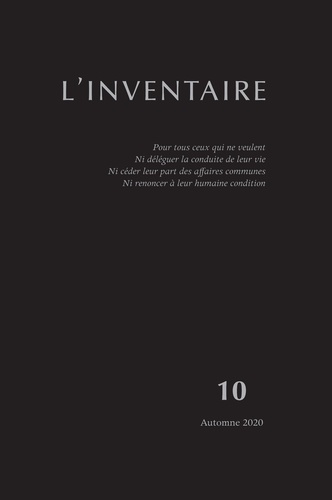  Collectif - L'inventaire N° 10, automne 2020 : .