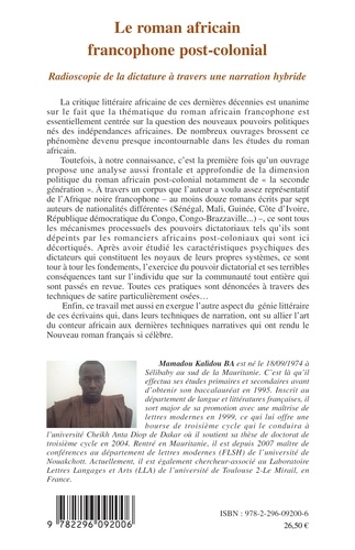 Le roman africain francophone post-colonial. Radioscopie de la dictature à travers une narration hybride