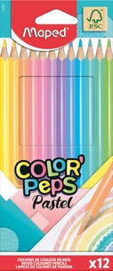 12 crayons couleur pastel color'peps pochette carton