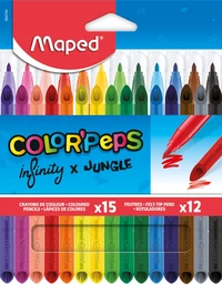 Etui colorpeps 12 feutres jungle + 15 crayons couleur infinity