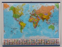  Maps International - Le monde politique - Carte plastifiée, avec listeaux métalliques 1/60 000 000.