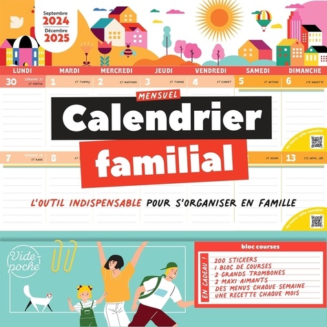  Marabout - Calendrier mensuel familial - Septembre 2024 à Décembre 2025.