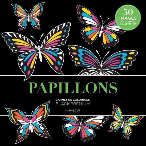 Papillons. Bloc de coloriage black premium