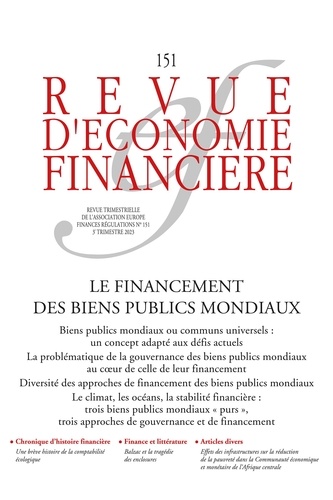 Revue d'économie financière N° 151 Le financement des biens publics mondiaux