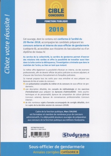 Annales corrigées sous-officier de gendarmerie  Edition 2019