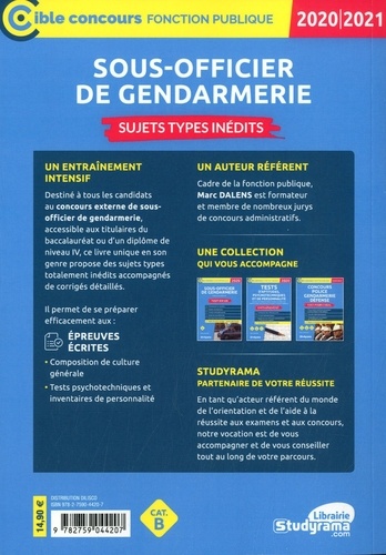 Concours externe de sous-officier de gendarmerie. Sujets-types inédits  Edition 2020-2021