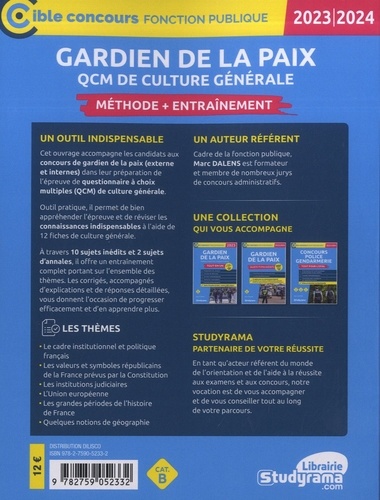 Gardien de la paix. QCM de culture générale et d’actualité. Méthode + entraînement  Edition 2023-2024