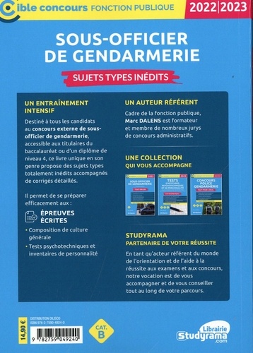 Sous-officier de gendarmerie. Sujets types inédits  Edition 2022-2023