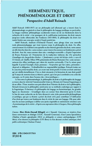 Herméneutique, phénoménologie et droit. Perspective d'Adolf Reinach