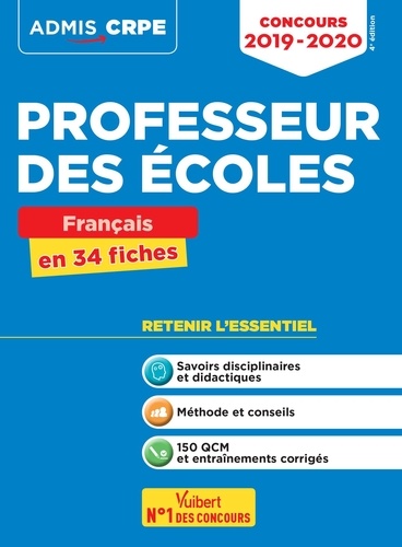 Concours Professeur des écoles (CRPE). Français en 34 fiches  Edition 2019