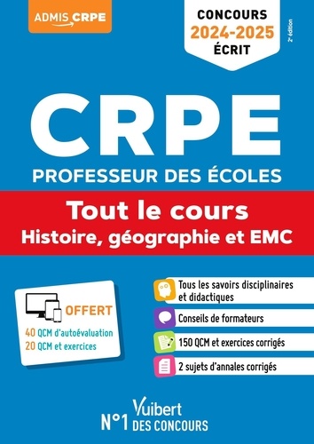 CRPE Professeur des écoles. Tout le cours - Histoire, géographie et EMC  Edition 2024-2025