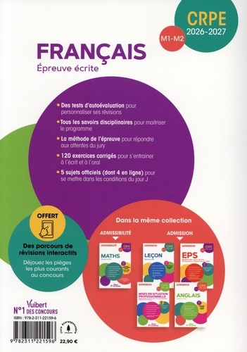 Français Concours professeur des écoles Admissibilité. Epreuve écrite M1-M2  Edition 2025-2026