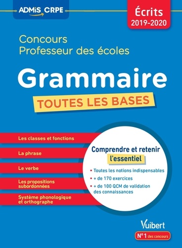 Grammaire Concours professeur des écoles. Toutes les bases  Edition 2019-2020