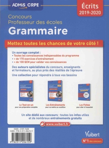 Grammaire Concours professeur des écoles. Toutes les bases  Edition 2019-2020
