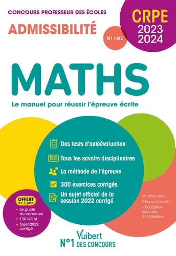Maths Concours professeur des écoles Admissibilité. Epreuve écrite M1-M2  Edition 2023-2024