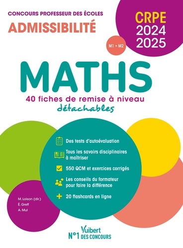 Maths. 40 fiches de remise à niveau détachables  Edition 2024-2025