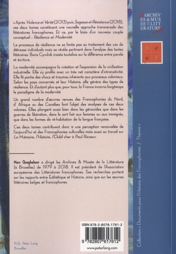 Résilience et modernité dans les littératures francophones. Tome 2