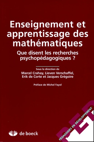 Marcel Crahay et Lieven Verschaffel - Enseignement et apprentissage des mathématiques - Que disent les recherches psychopédagogiques ?.