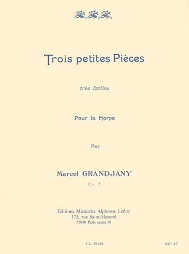 Marcel Grandjany - Trois petites pieces très faciles pour la harpe - Oous 7.