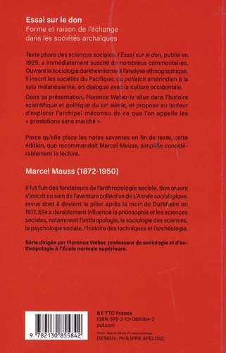 Essai sur le don. Forme et raison de l'échange dans les sociétés archaïques 3e édition