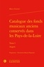 Marco Gurrieri - Catalogue des fonds musicaux anciens conservés dans les Pays-de-la-Loire - Tome 1, Angers.