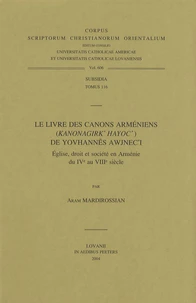 Le Livre des canons arméniens de Yovhannès Awjenc'i